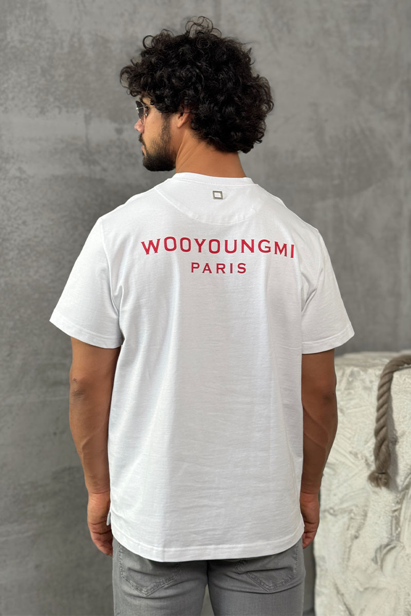 Designer Clothing Белая оверсайз футболка Wooyoungmi logo patch