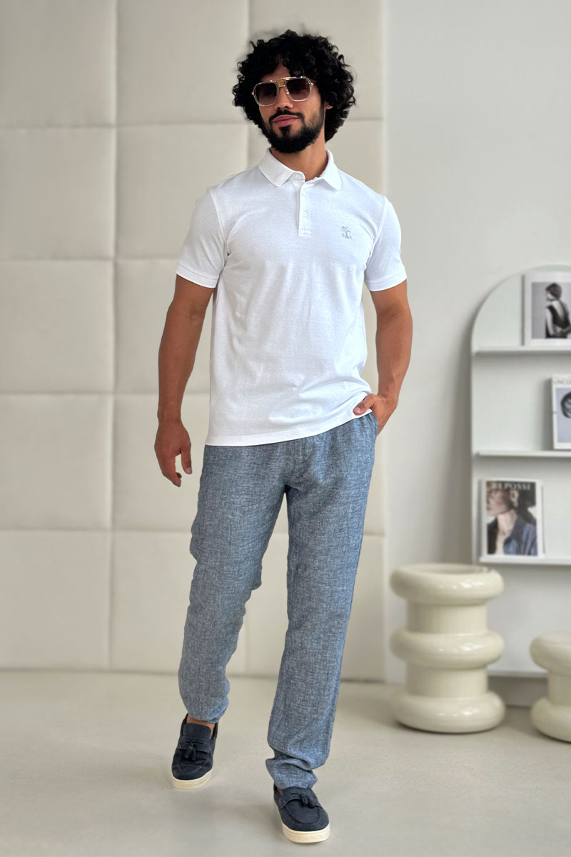 Loro Piana Льняные штаны синего цвета 