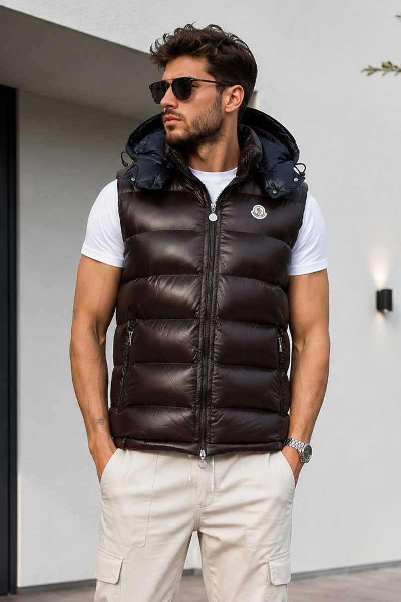 Moncler Мужской жилет logo-patch - Brown