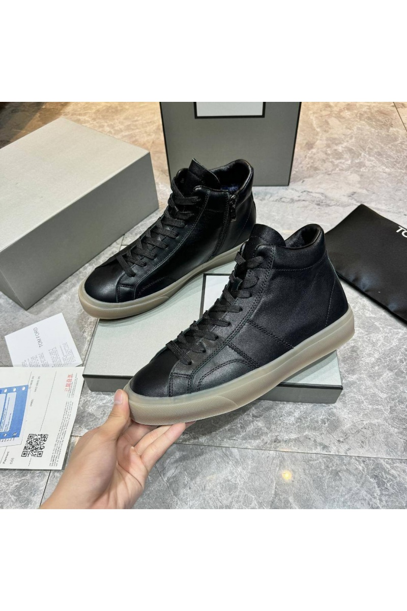 Tom Ford Кожаные кроссовки с мехом Tom Ford high-top - Black