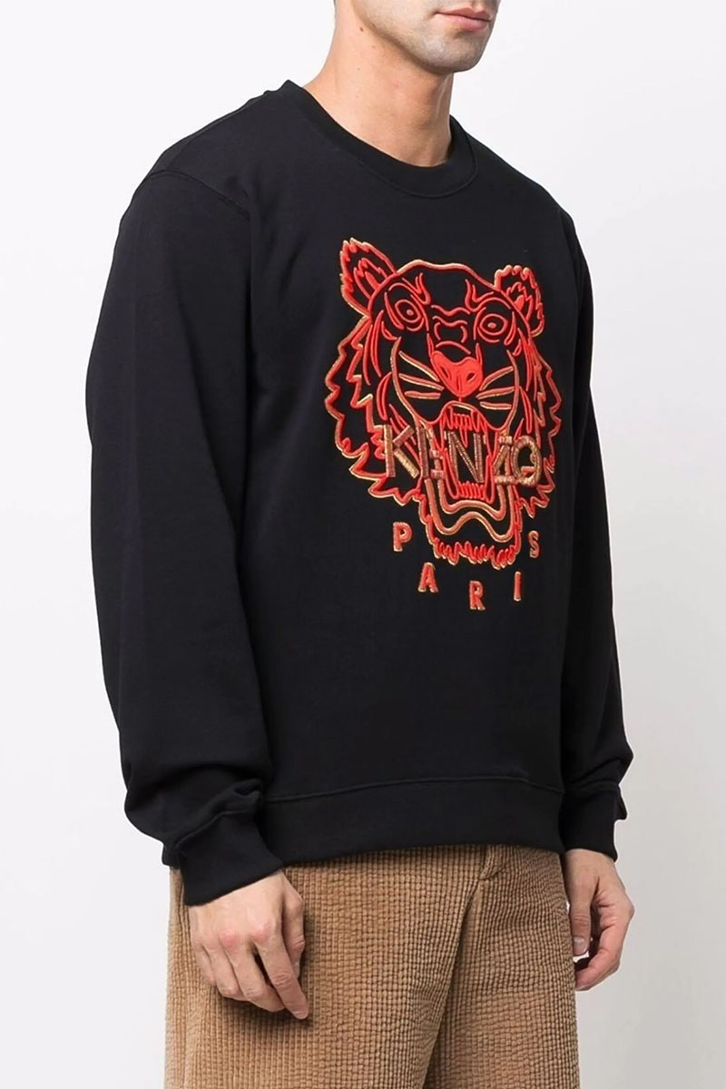 Kenzo Чёрный мужской свитшот Tiger Head embroidered