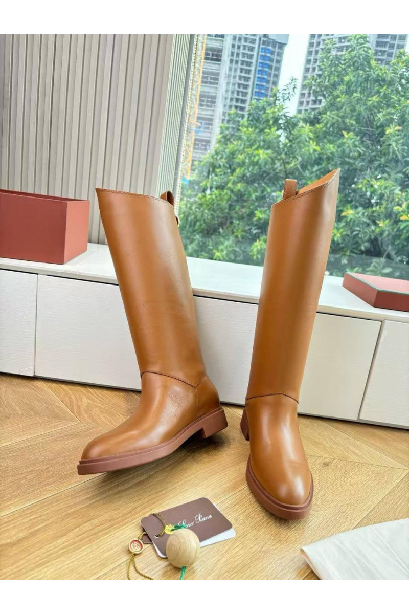 Loro Piana Женские кожаные сапоги premium - Chestnut