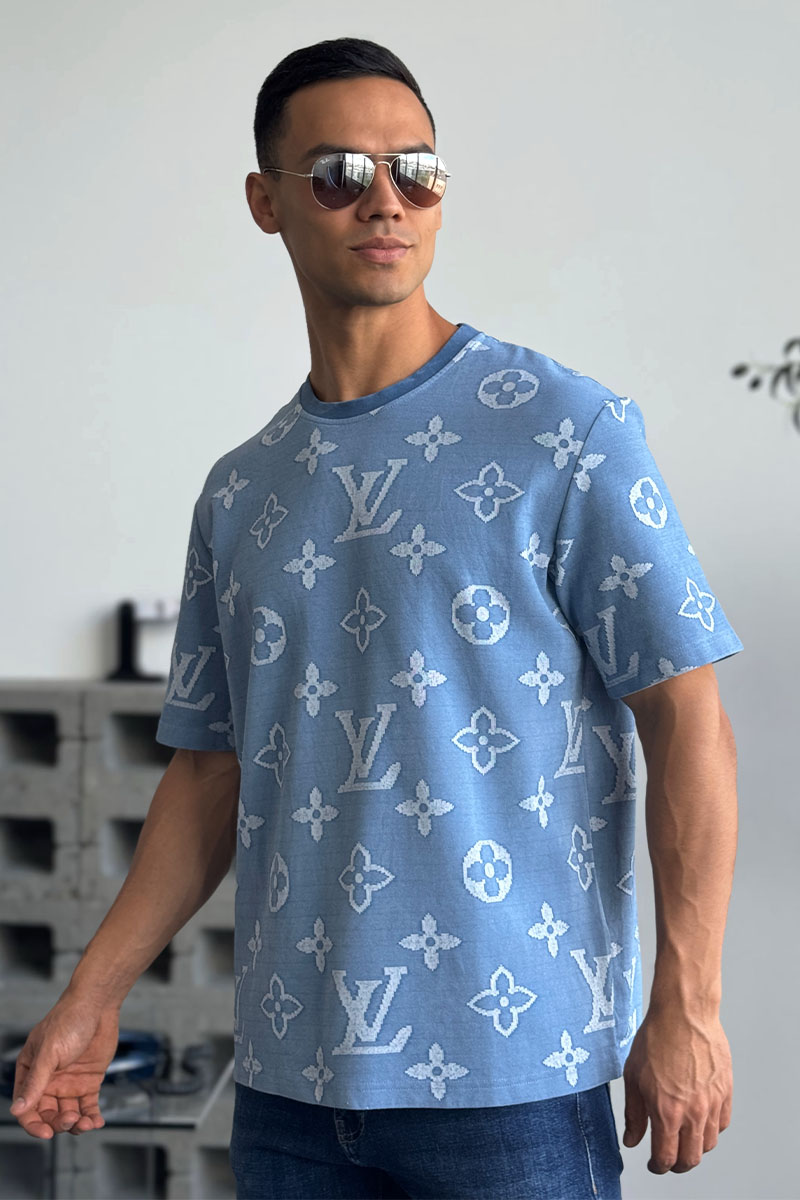 Lоuis Vuittоn Синяя оверсайз футболка Monogram