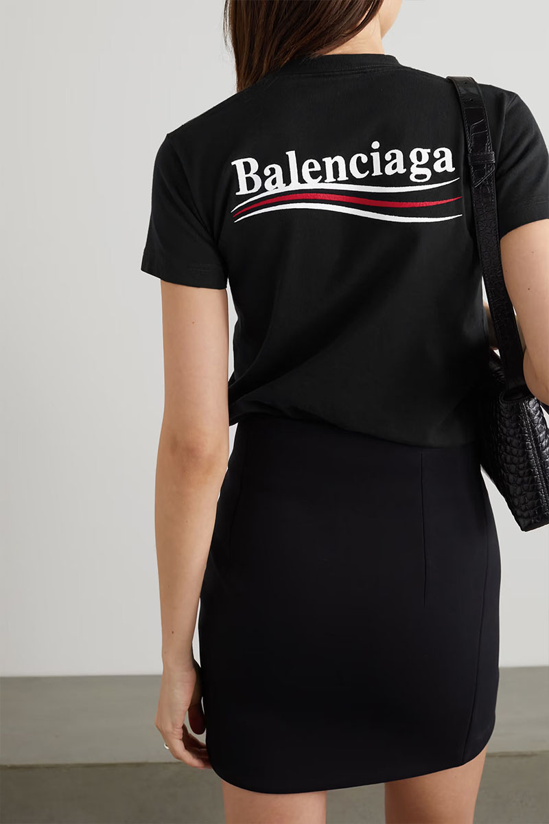 Balenciaga Женская чёрная футболка Political Campaign logo 