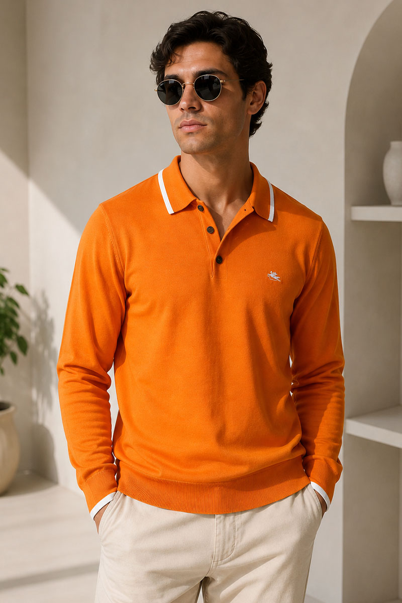 Etro Поло с длинным рукавом Pegaso logo - Orange 