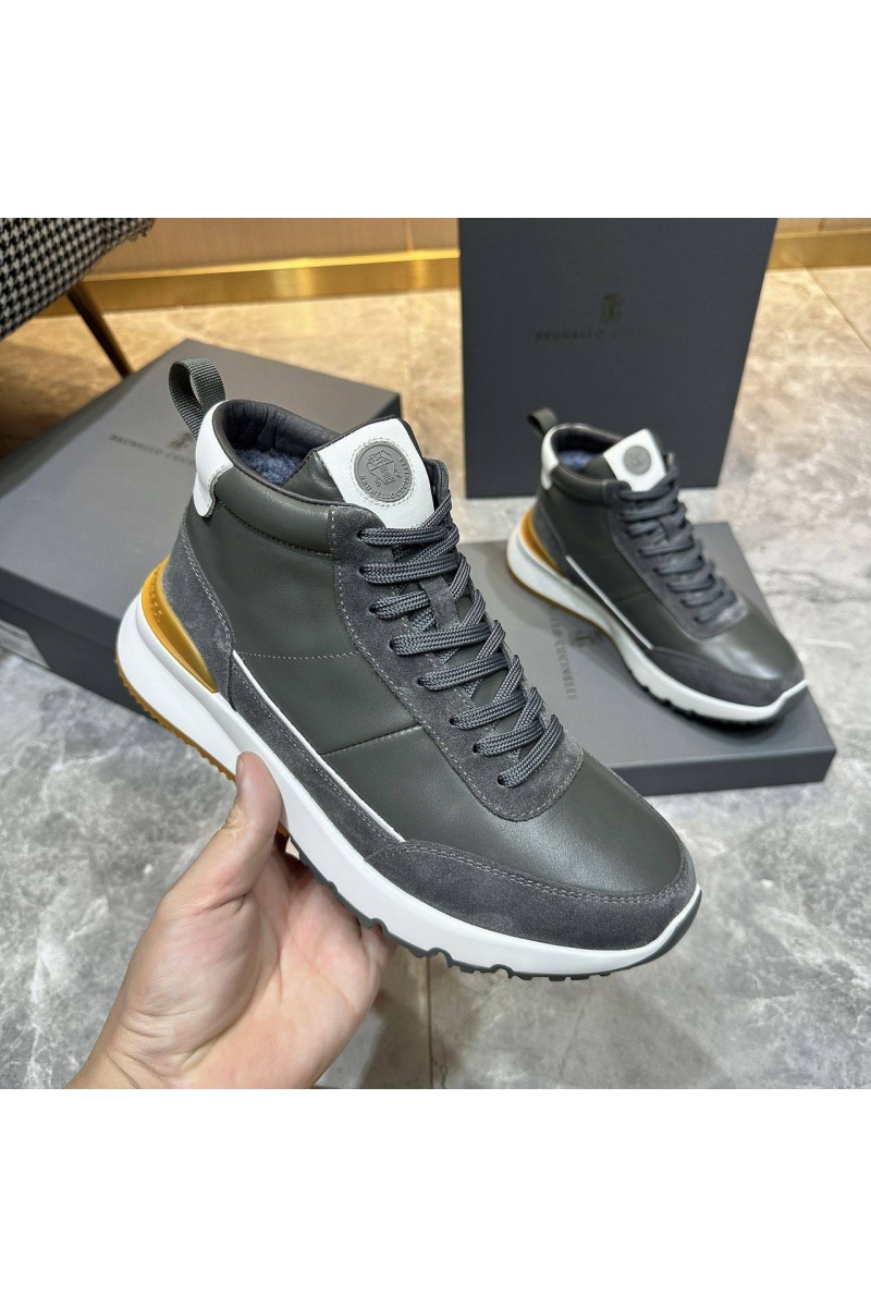 Brunеllо Сuсinеlli Кожаные кроссовки с мехом high-top - Grey