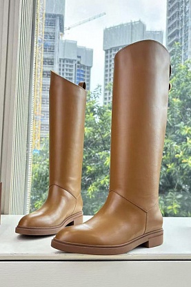 Женские кожаные сапоги premium - Chestnut
