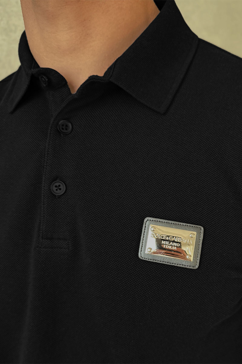 Dоlсе & Gаbbаnа Мужское чёрное поло logo-plaque
