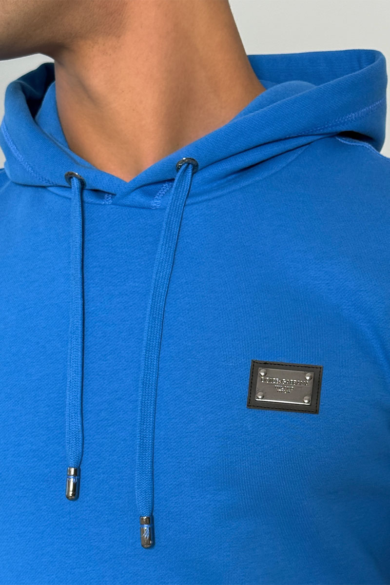 Dоlсе & Gаbbаnа Мужское синее худи logo-plaque 