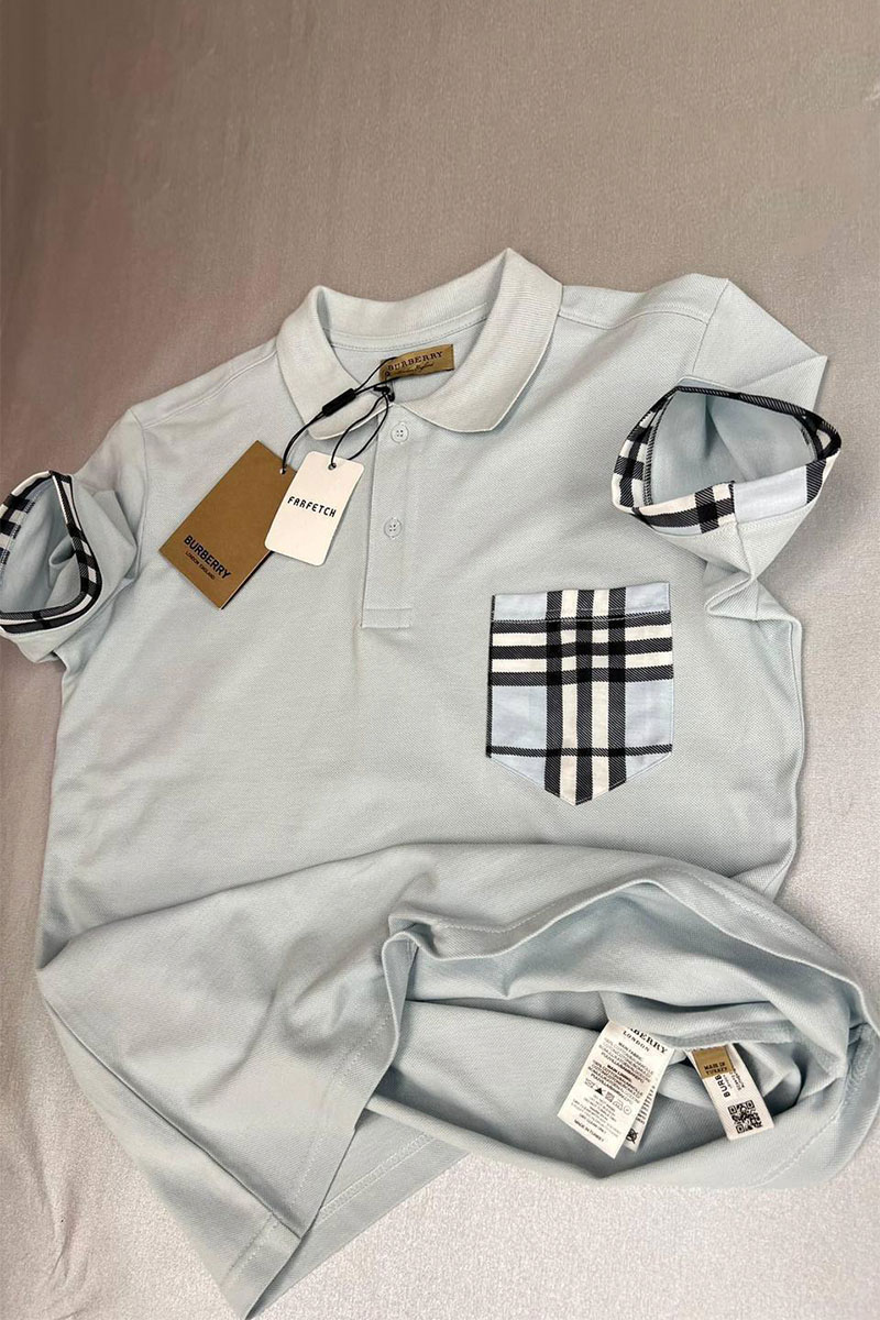 Burberry Мужское поло голубого цвета