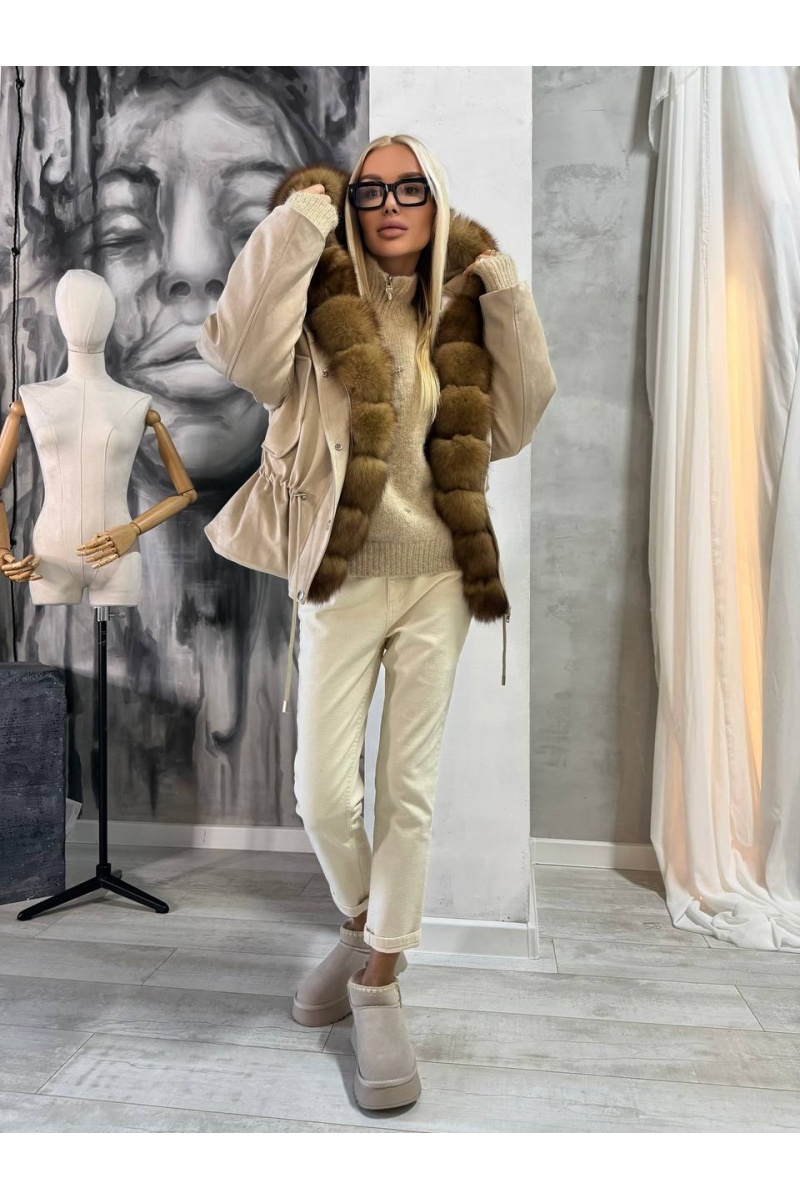 Max Mara Женская утеплённая парка с натуральным мехом premium