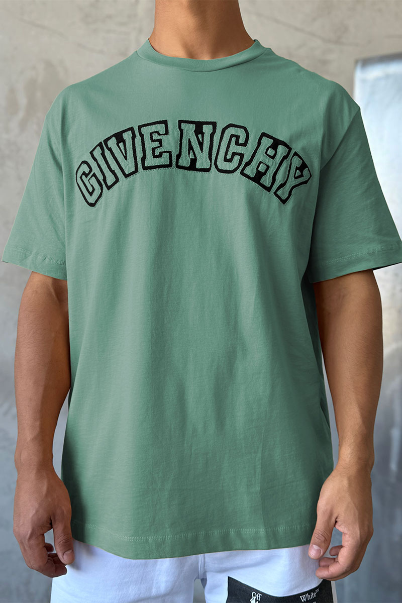 Givenchy Зелёная оверсайз футболка college logo-embroidered