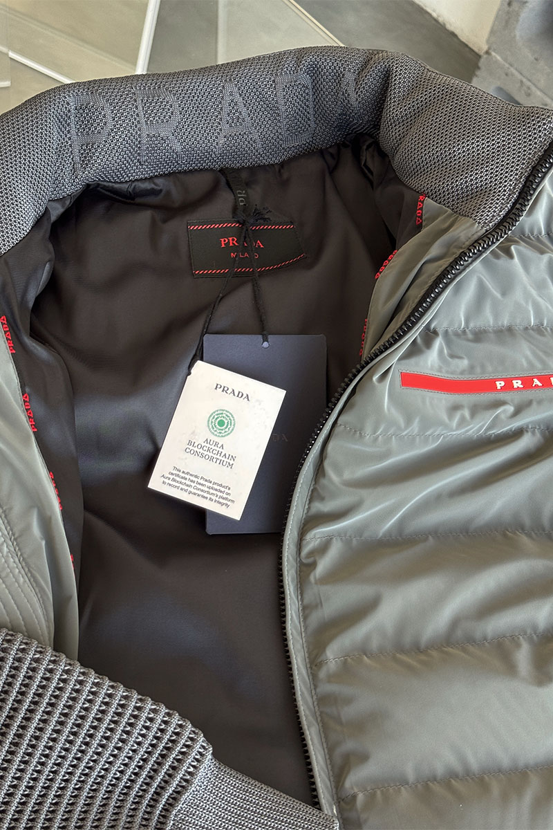 Prada Куртка с вязаными рукавами Linea Rossa - Grey