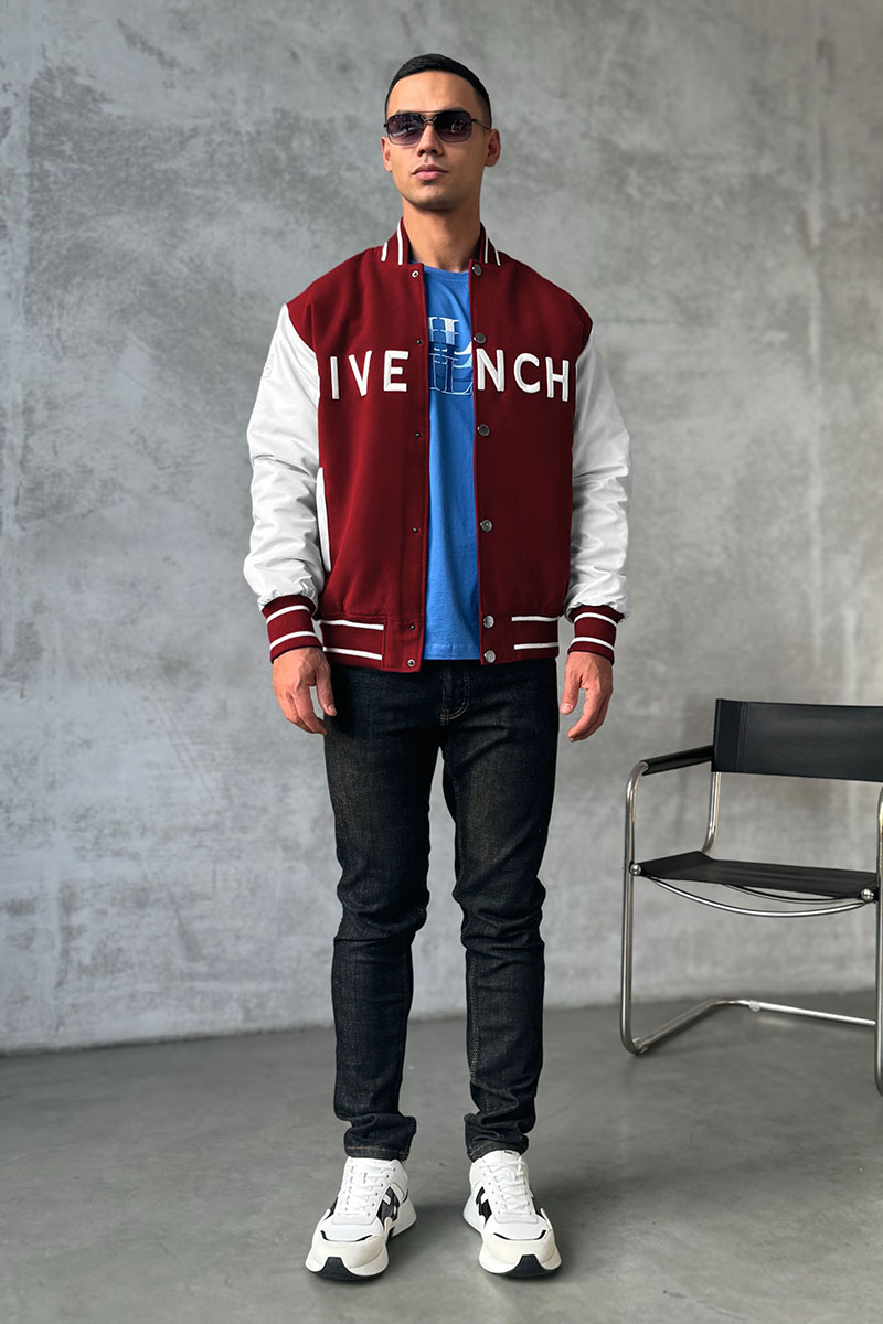 Givenchy Мужской бомбер Varsity logo-embroidered - Red / White