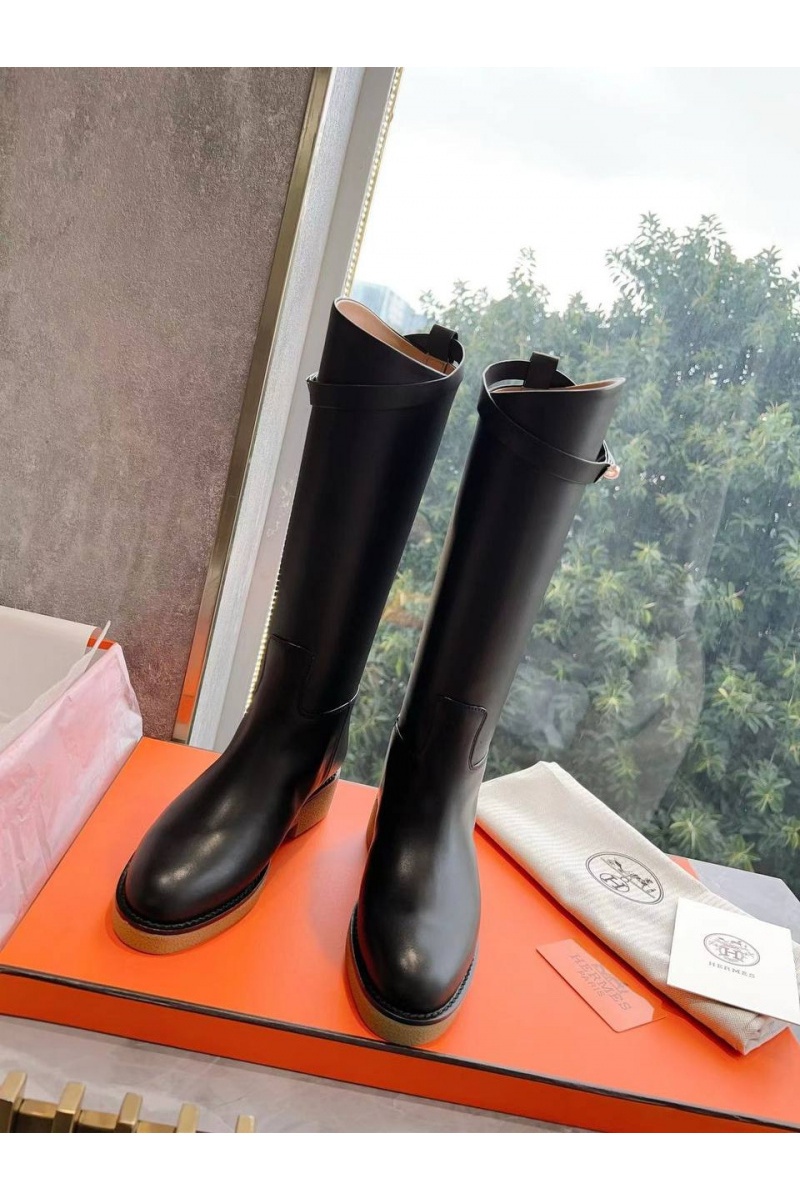 Hermes Женские кожаные сапоги Premium - Black