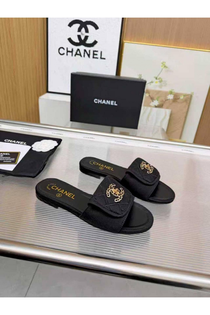 Chаnеl Женские кожаные шлёпанцы premium