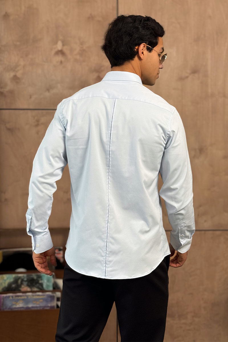 Loro Piana Мужская голубая рубашка logo-embroidered