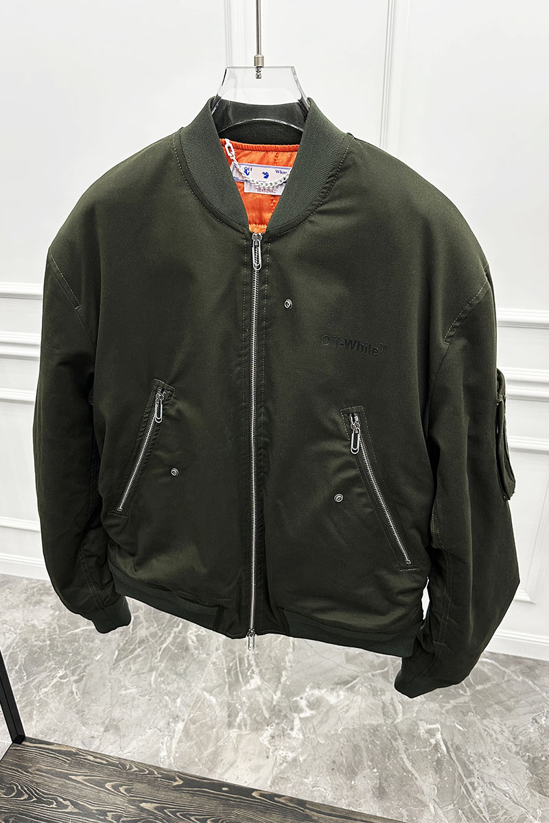 Off-White Мужской бомбер цвета хаки Diag-print