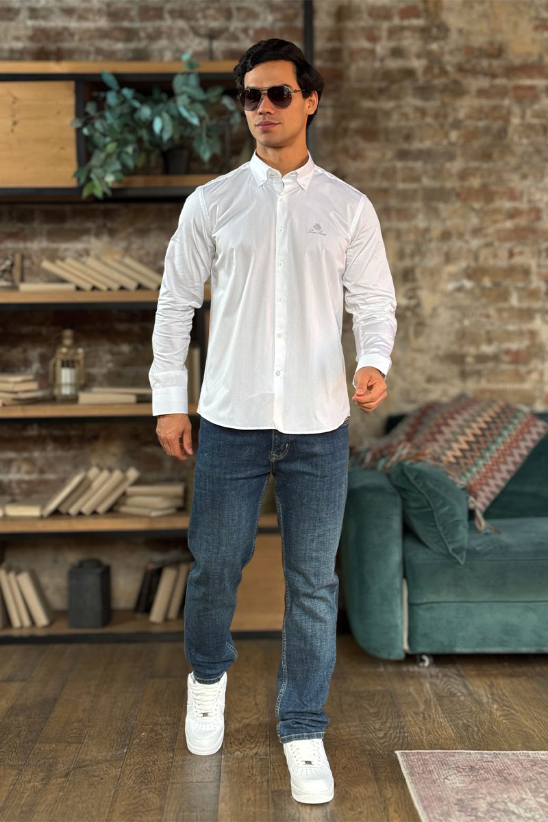 Loro Piana Мужская рубашка logo-embroidered - White