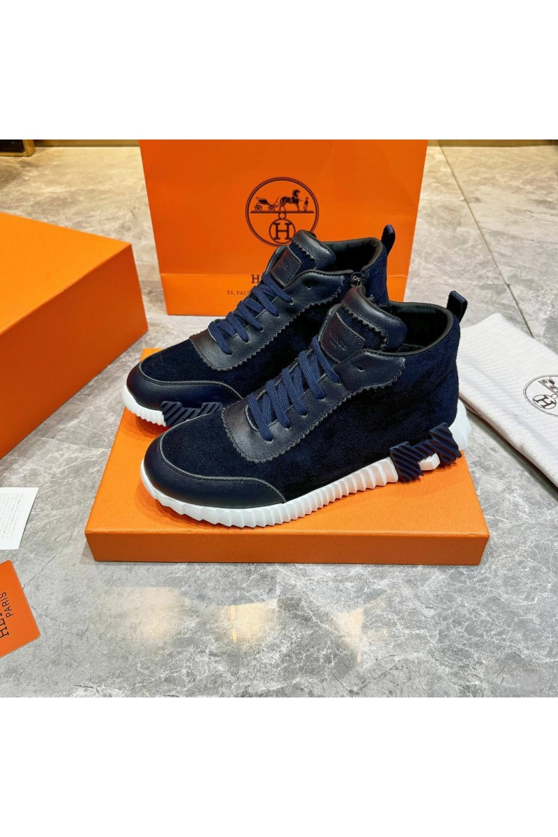 Hermes Кроссовки с мехом Bouncing high-top - Navy