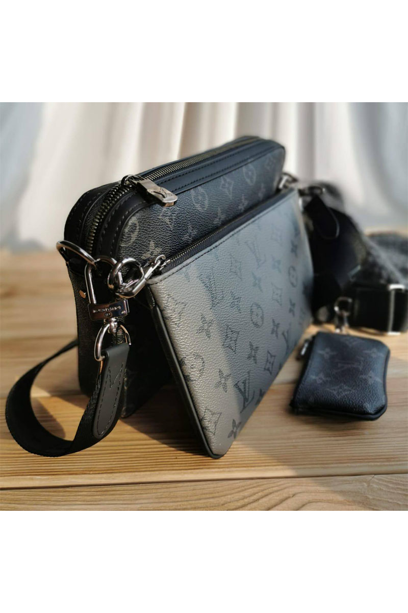 Lоuis Vuittоn Кожаная сумка Trio Messenger Monogram Eclipse 24x18 см