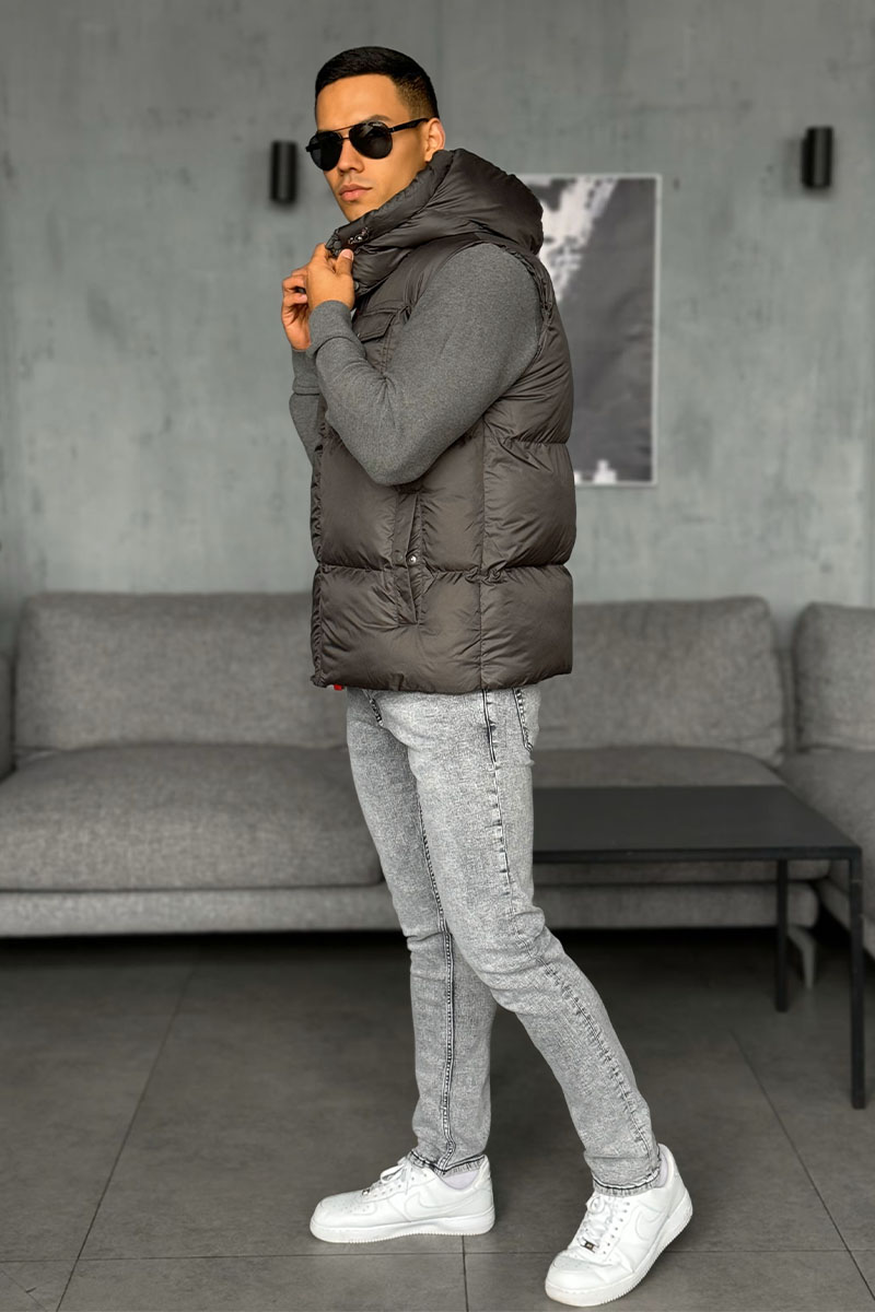 Moncler Мужской серый жилет logo-patch 