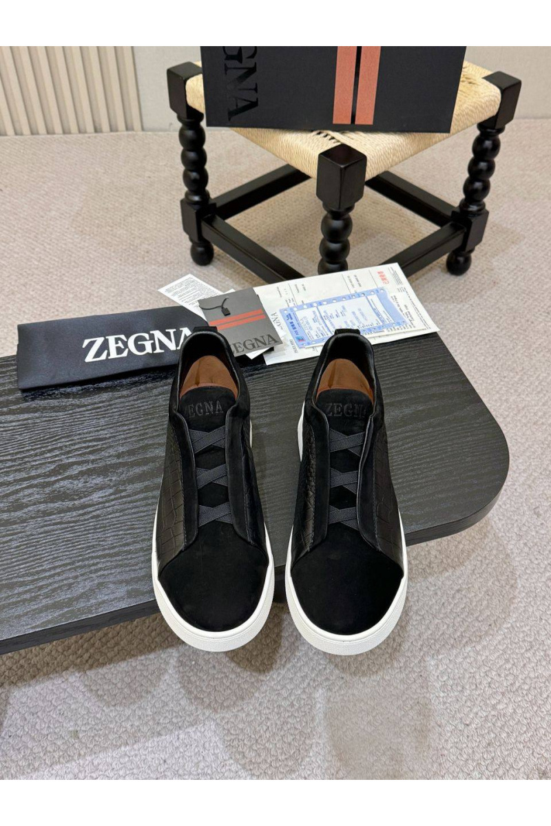 Zegna Мужские кроссовки Triple Stitch Alligator - Black
