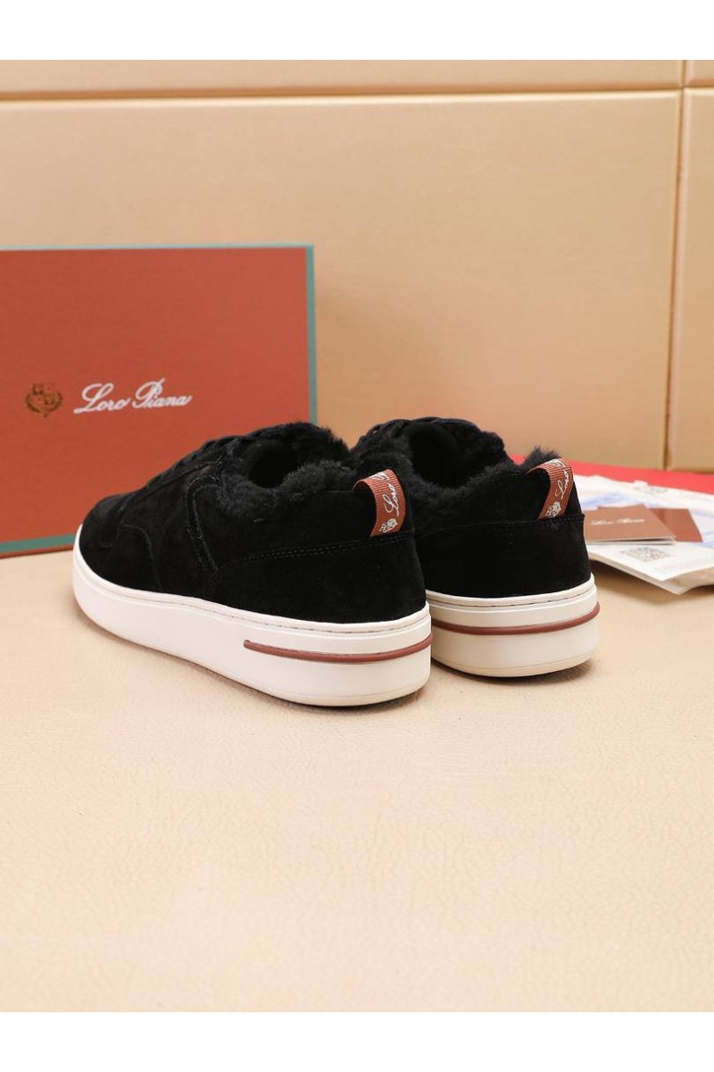 Loro Piana Кроссовки с мехом Newport Walk - Black