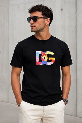 Чёрная оверсайз футболка multi-colored logo