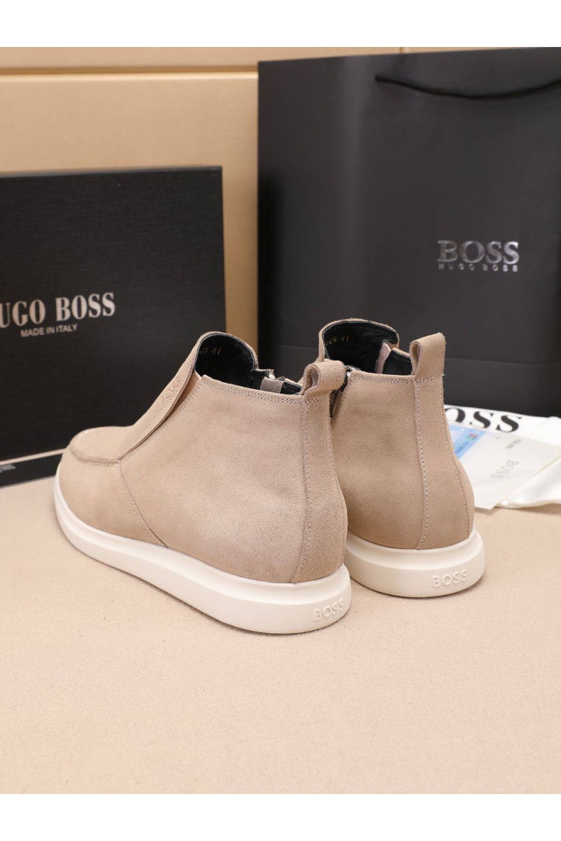 Hugо Воss Замшевые лоферы с мехом high-top - Beige
