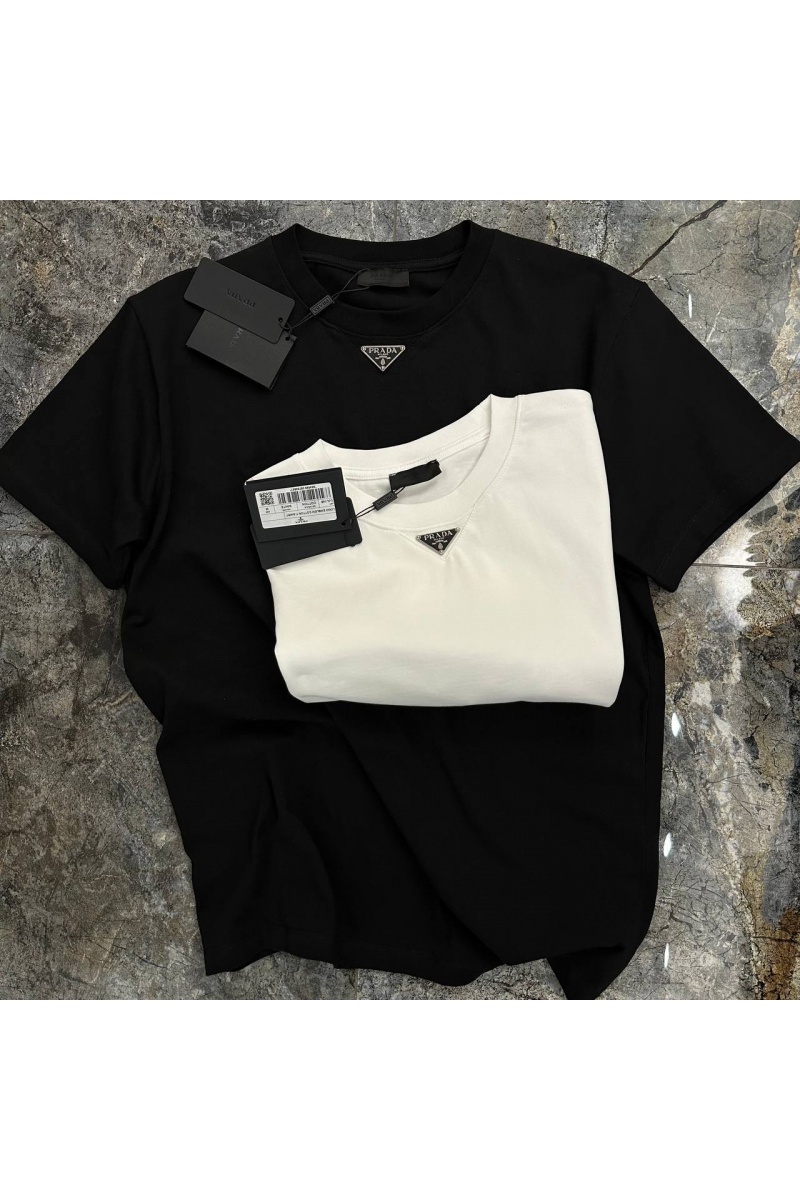 Prada Мужская футболка logo-plaque - Black 