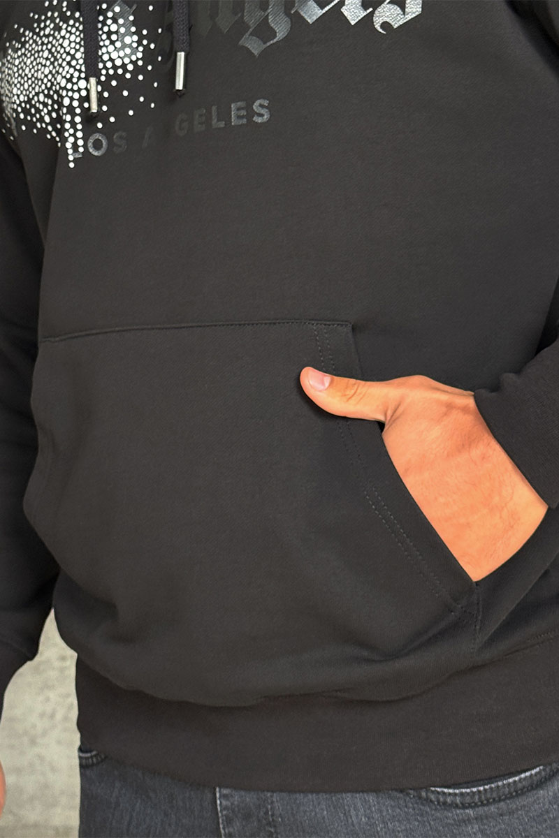 Palm Angels Чёрное худи rhinestone-embellished logo print 