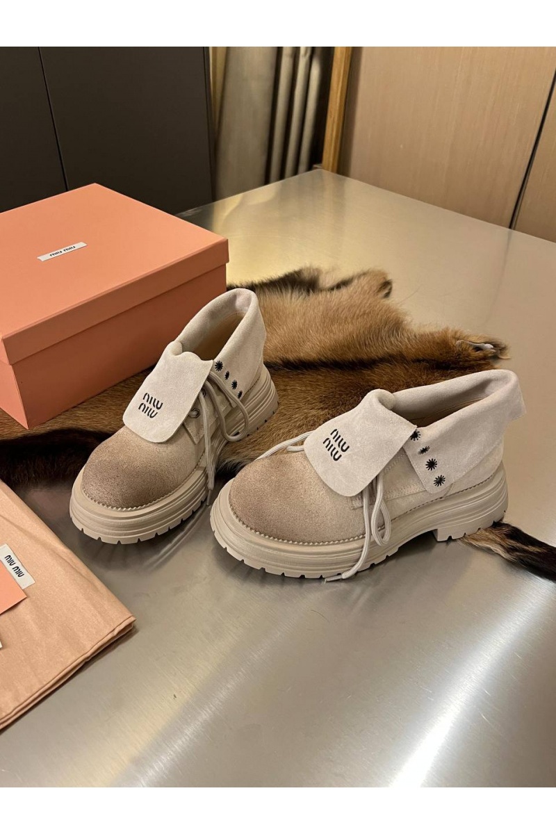 MIU MIU Женские замшевые ботинки premium - Beige