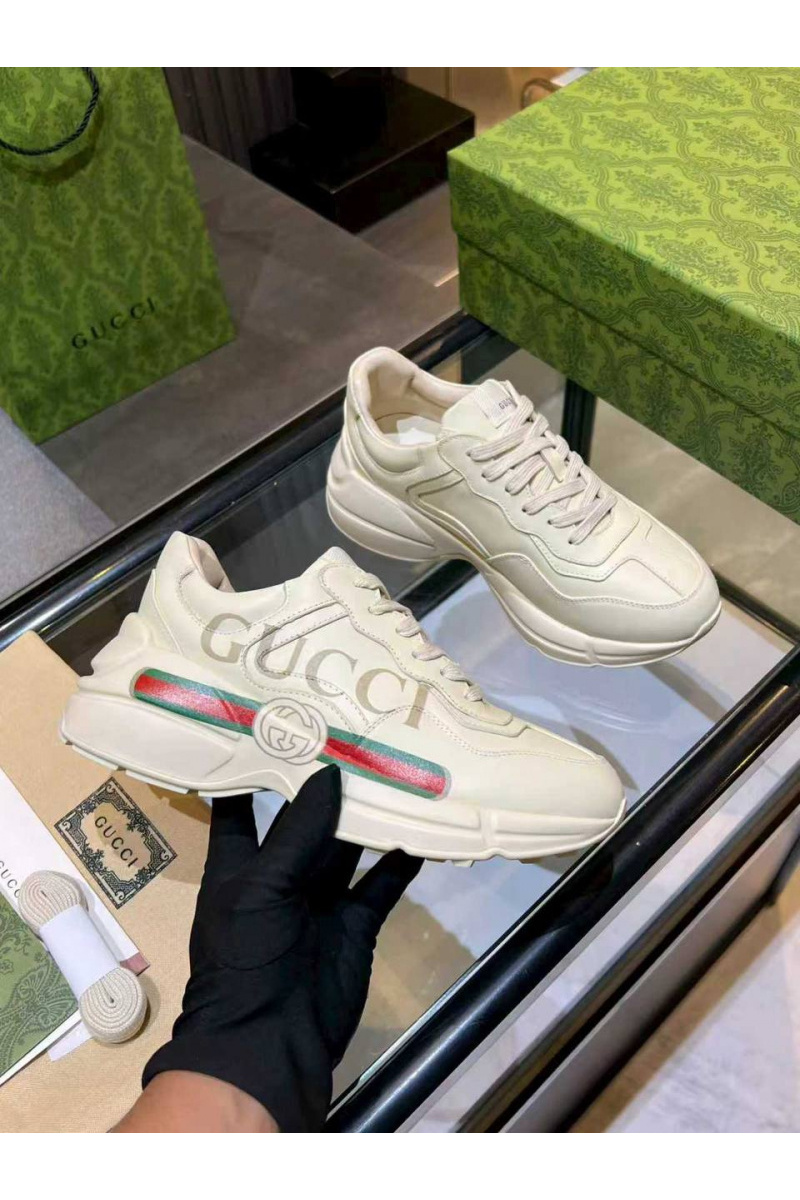 Gucci Женские кожаные кроссовки Rhyton premium