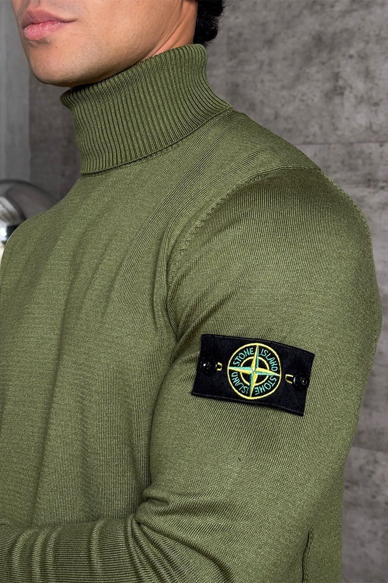 Stone Island Водолазка зелёного цвета compass-patch