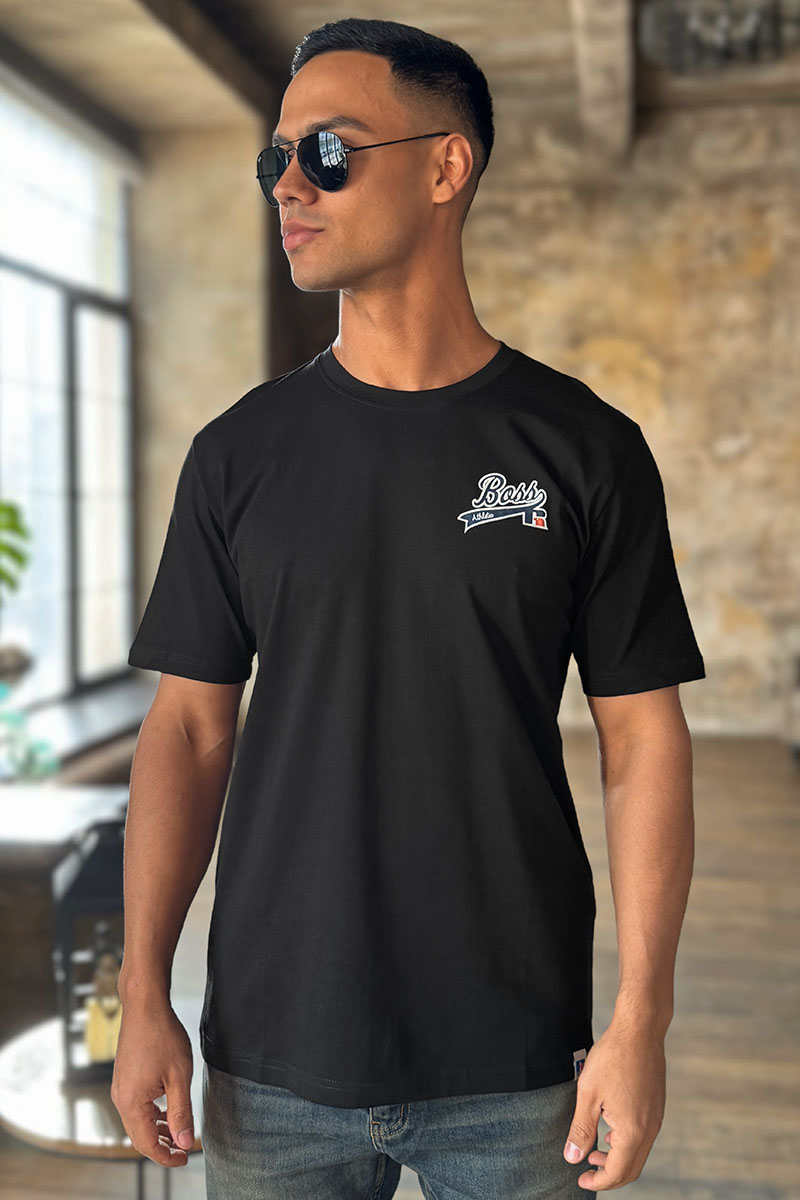 Hugо Воss Мужская чёрная футболка Russell Athletic