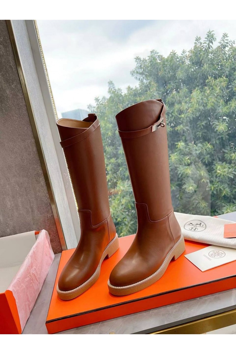 Hermes Женские кожаные сапоги Premium - Brown
