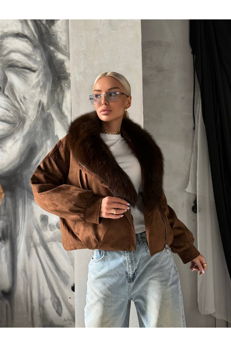 Loro Piana Женский бомбер с натуральным мехом premium