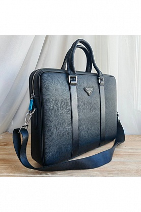 Мужская кожаная сумка 38x28 см - Black