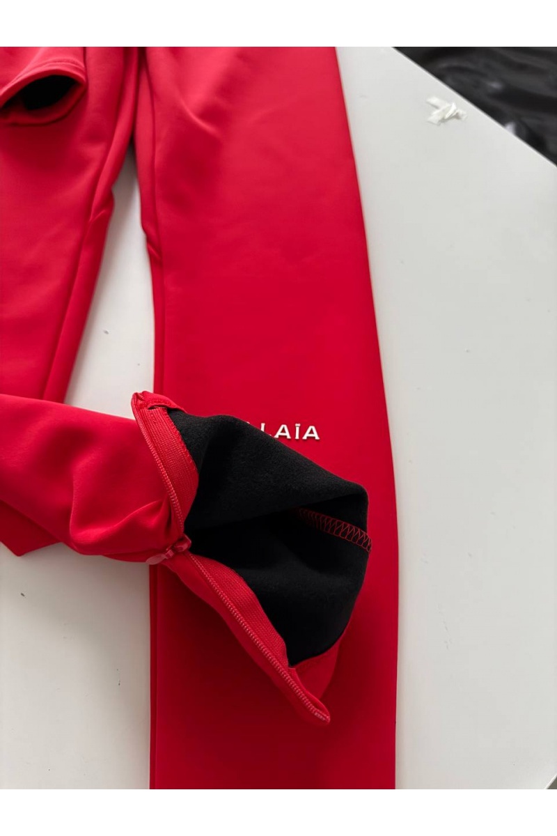 Designer Clothing Женские леггинсы на флисе красного цвета Alaia