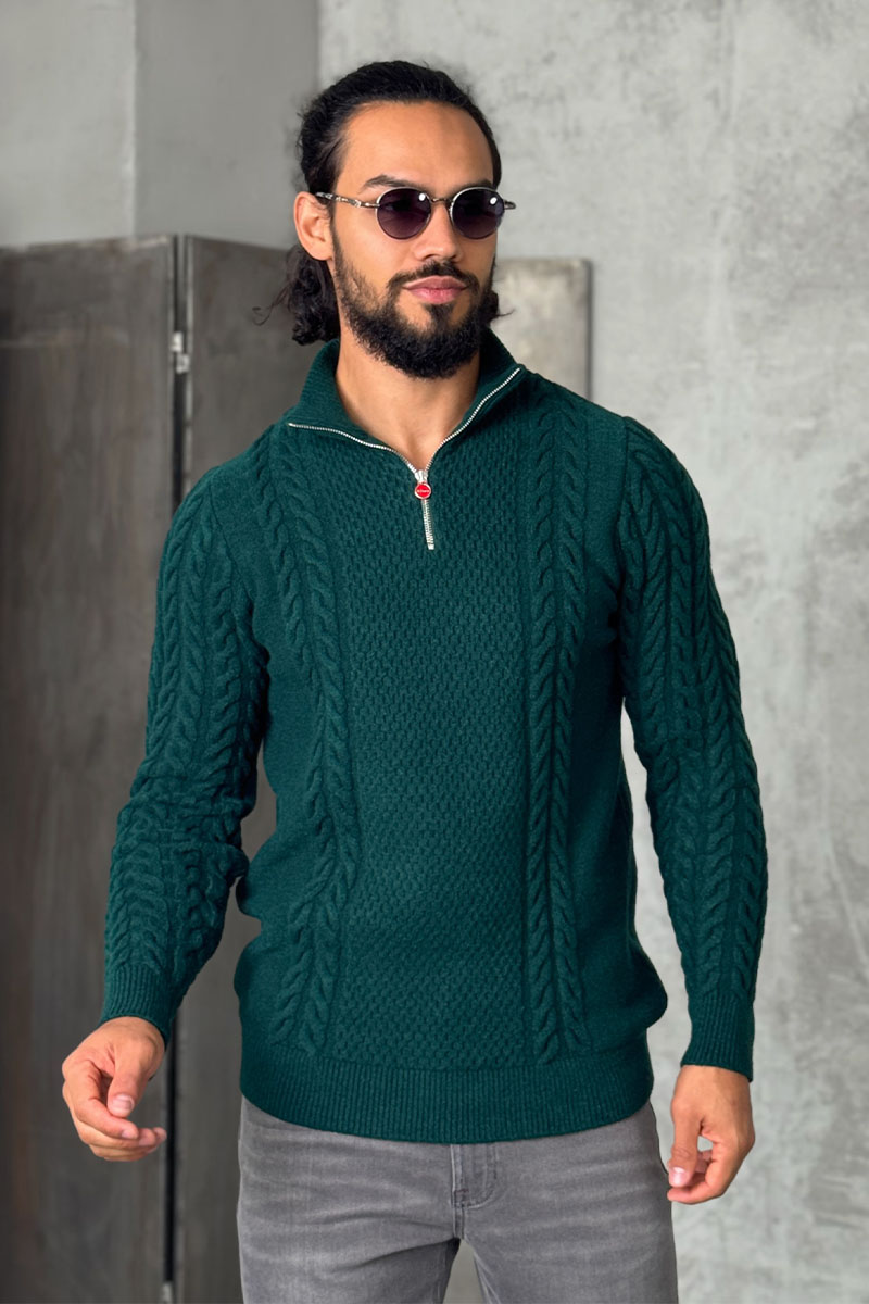 Kiton Мужской свитер зелёного цвета 