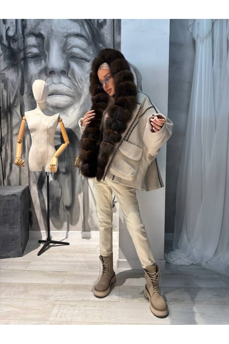 Max Mara Женское пальто с натуральным мехом premium