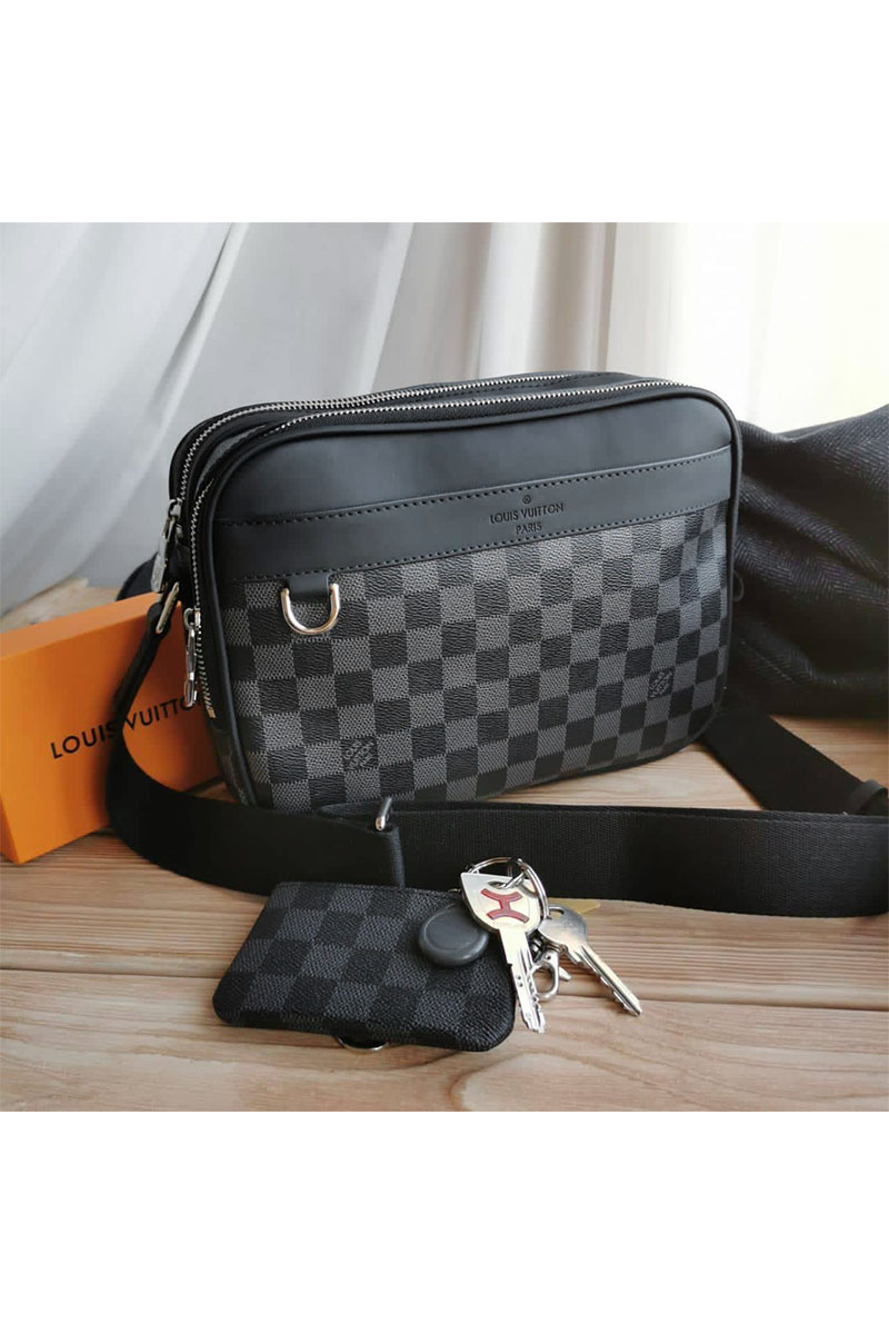 Lоuis Vuittоn Кожаная сумка Trocadero Messenger PM Damier Graphite 27x20 см