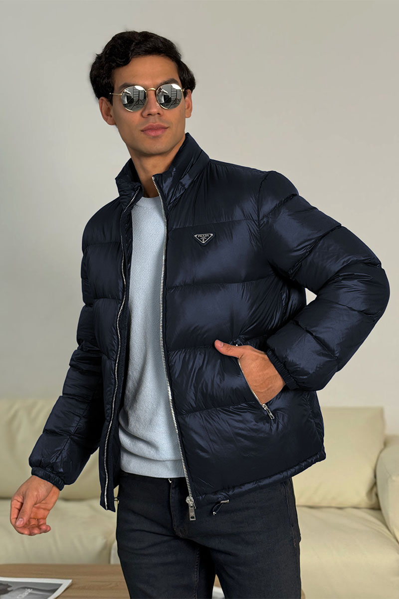 Prada Мужской пуховик logo-plaque - Navy 