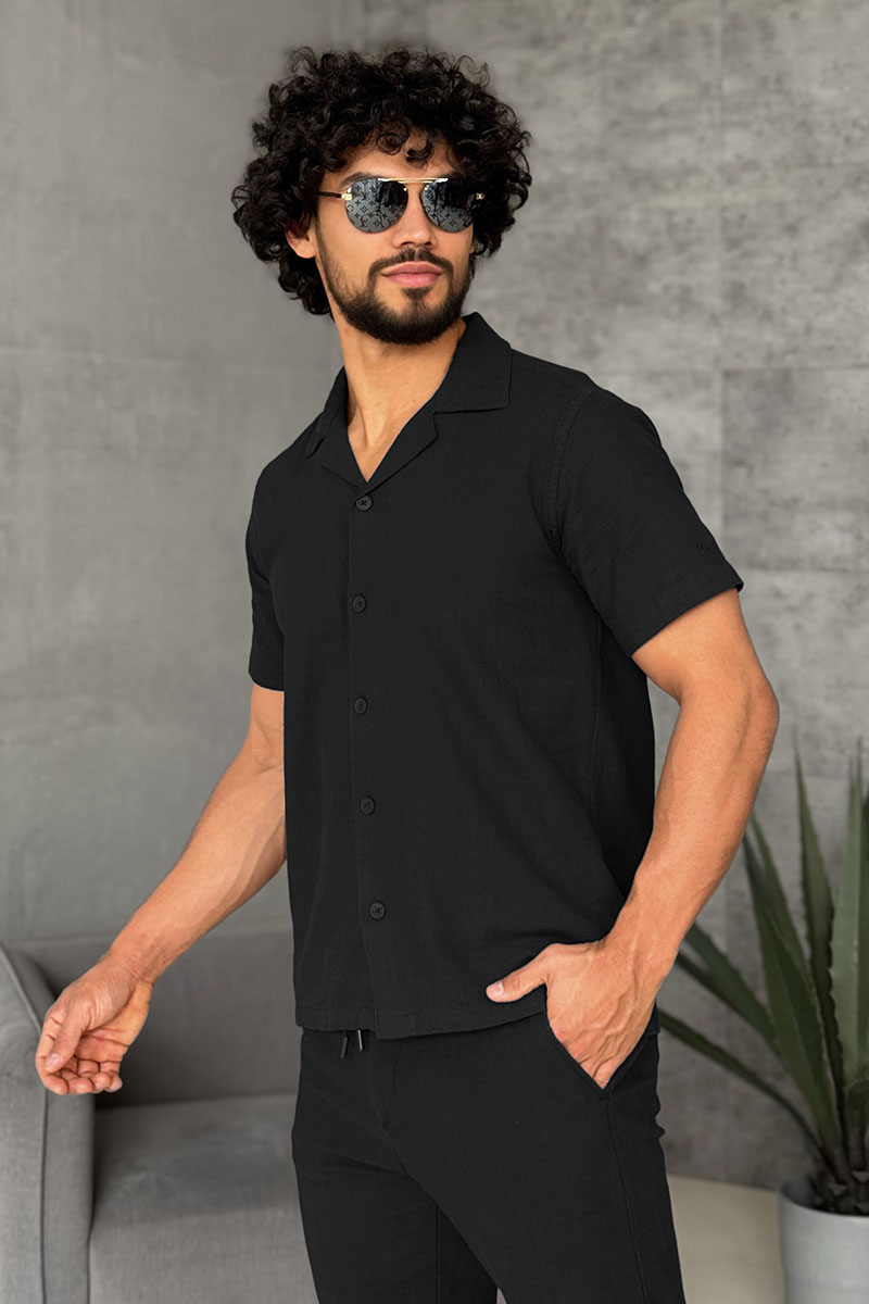 Loro Piana Мужская рубашка чёрного цвета 