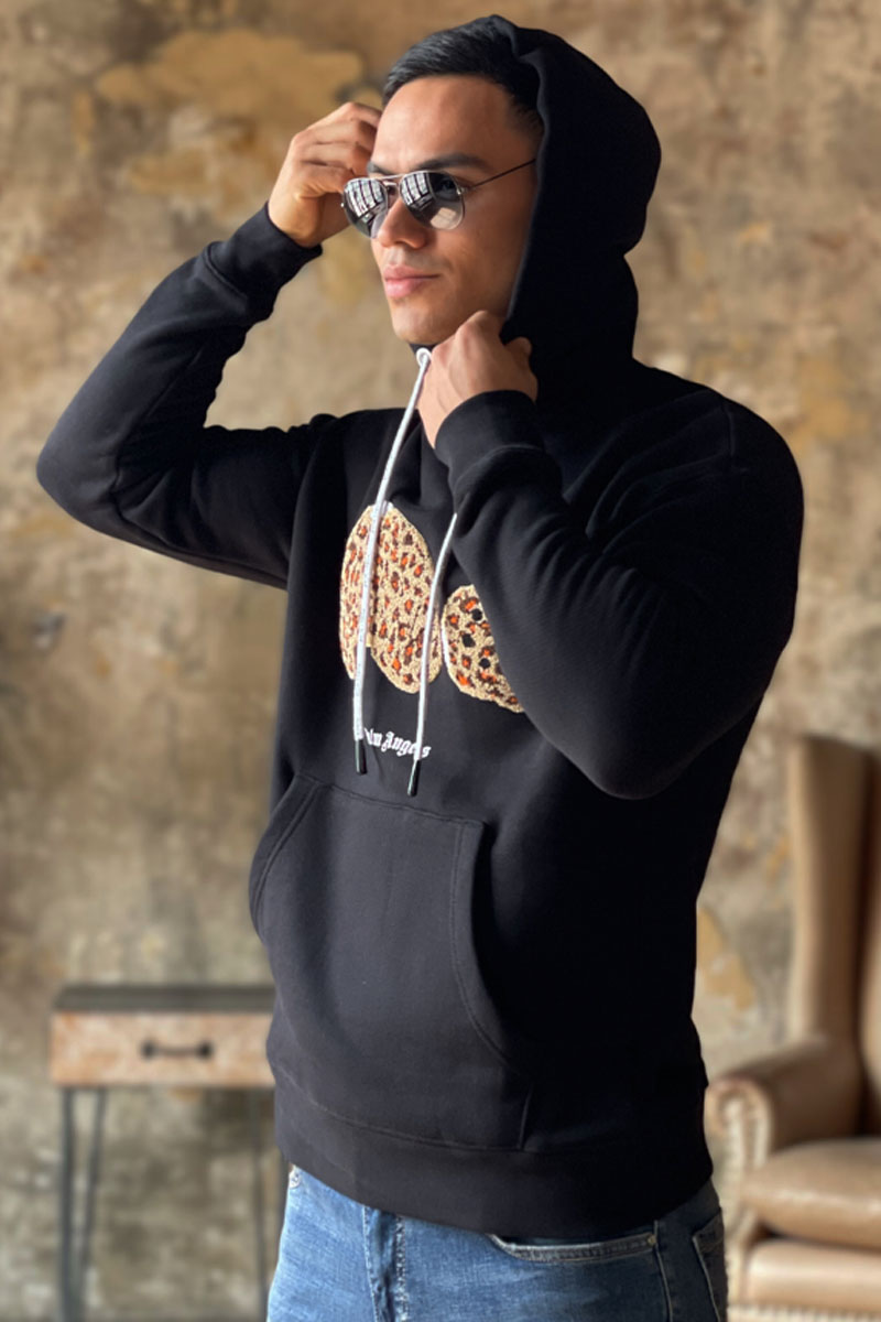 Palm Angels Мужское худи Leopard Teddy Bear - Black