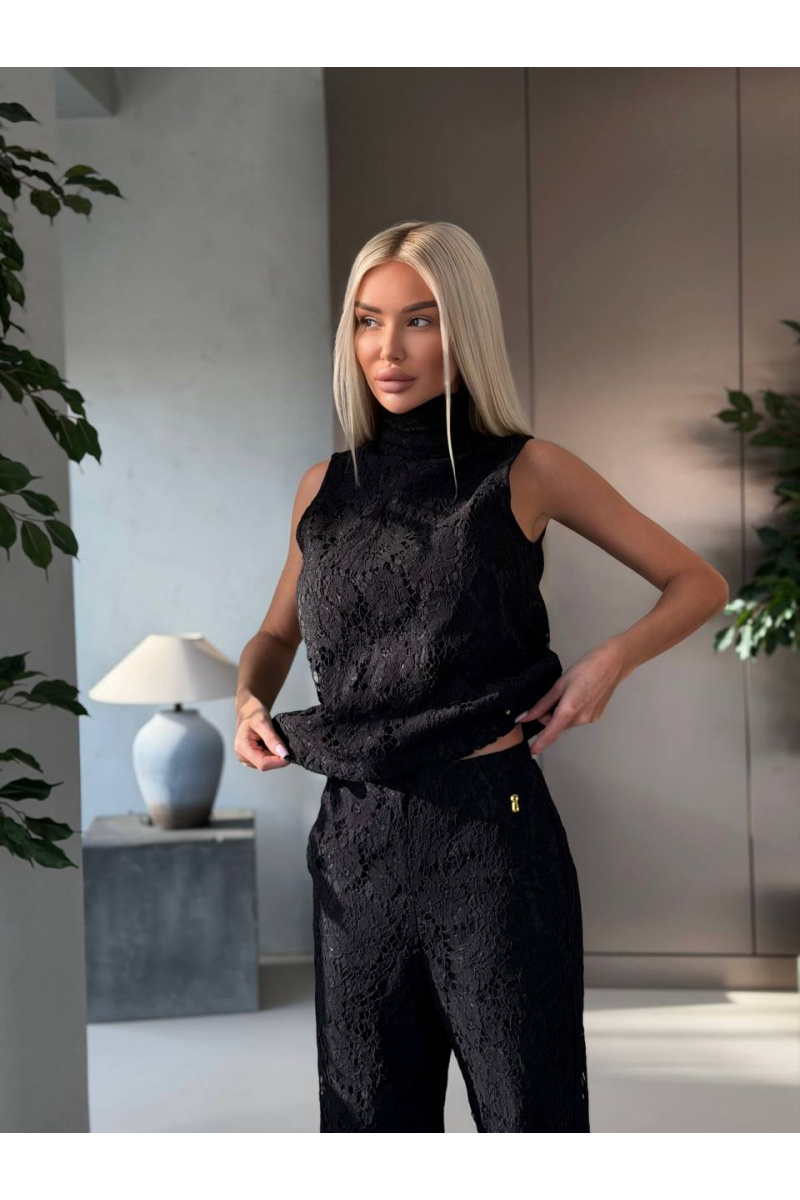 Schiaparelli Женский кружевной костюм чёрного цвета premium
