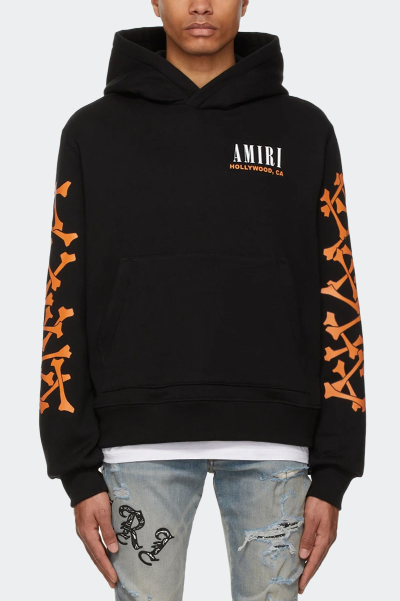 Amiri Чёрное мужское худи Bones logo-print