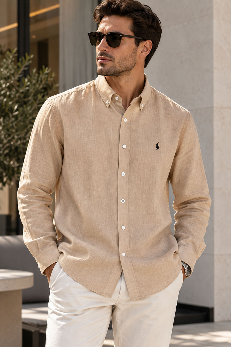 Polo Ralph Lauren Льняная рубашка pony-embroidered - Beige