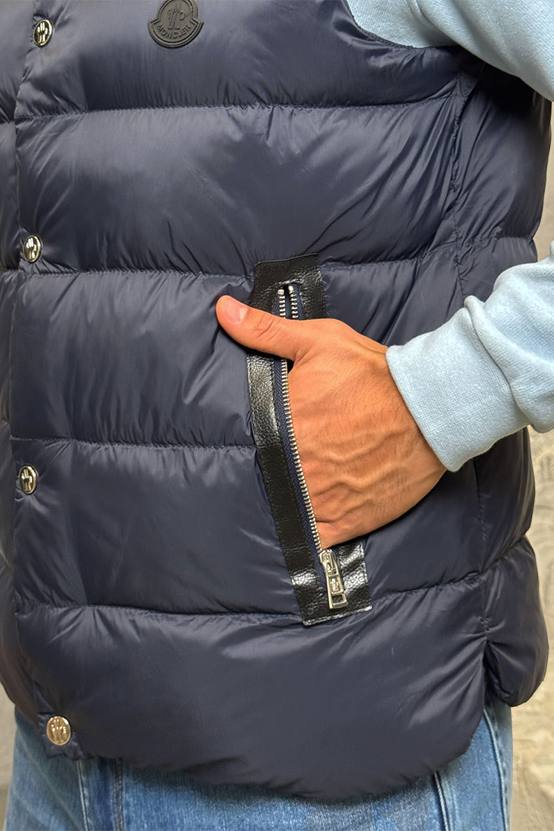 Moncler Тёмно-синий жилет Herniaire logo-patch